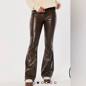 Hollister Brown Faux Leather Flare Pants